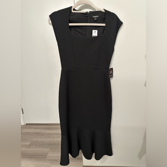 Express, Square Neck Peplum Midi Sheath Dress - Picture 3 of 6